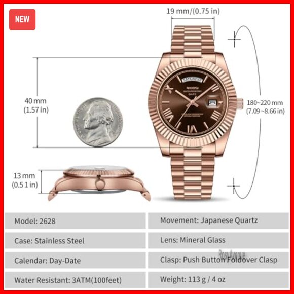 Analog Quartz Dress Watch Stainless Steel Water Resistant Date Display main image 6